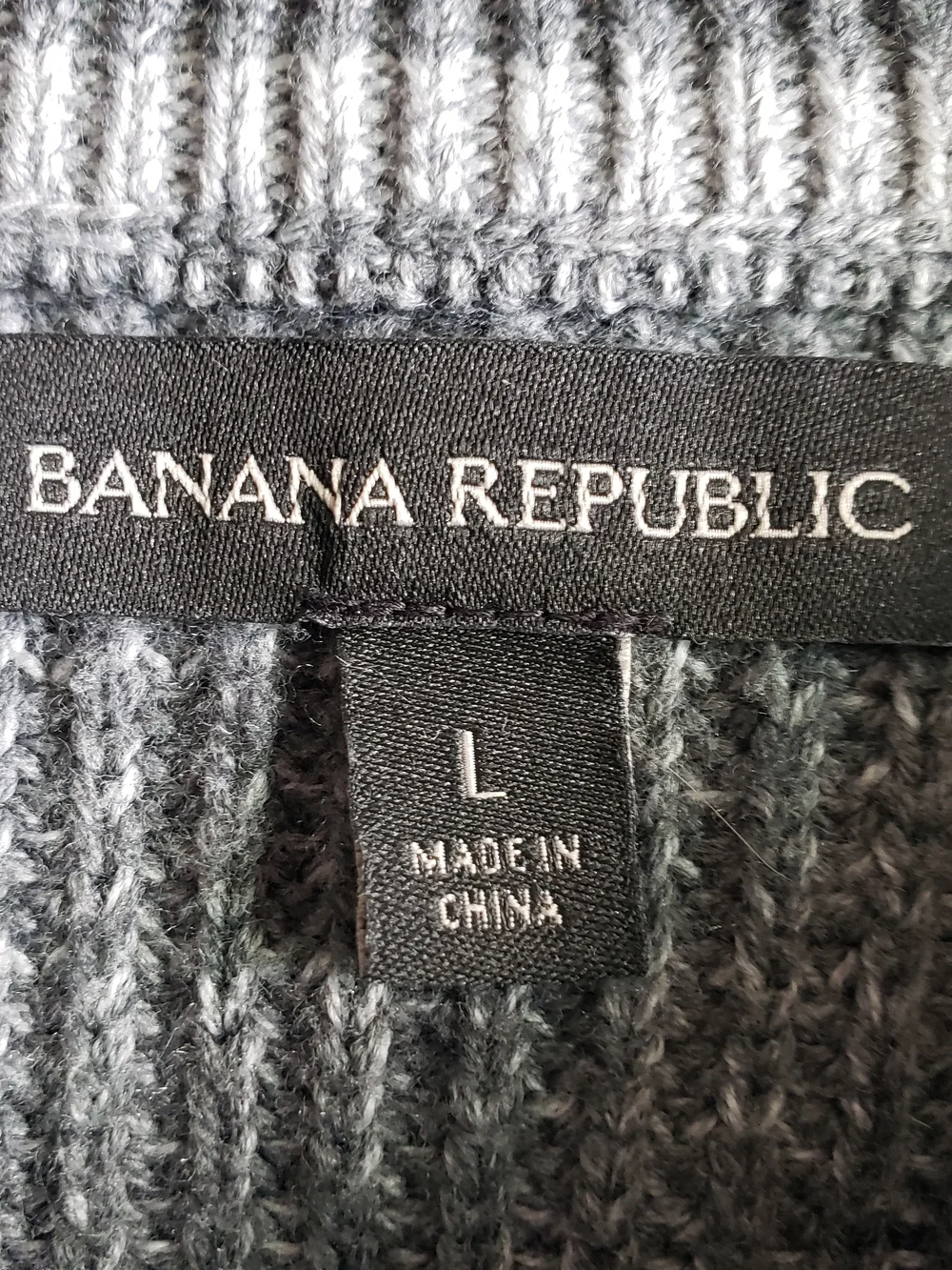 Banana Republic Gray Ribbed Zip-Button Mock Neck Sweater - Picture 3 of 5